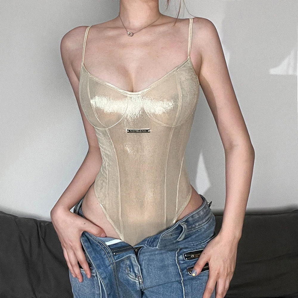 Zara Spring Solid Shiny Strappy Tube Top Bodysuit